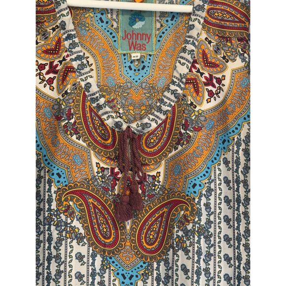 Johnny Was Paisley Floral Print 3/4 Sleeve Scoop Neck Blouse Size XS - Picture 2 of 4